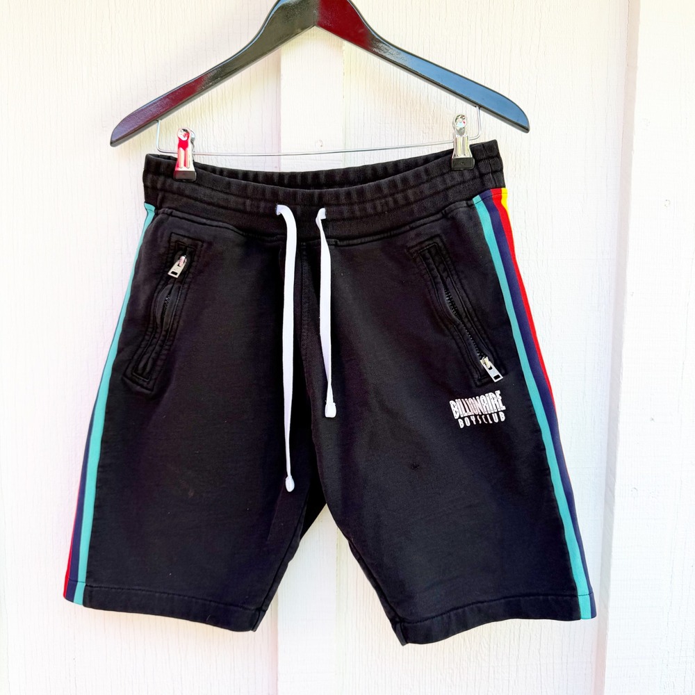 Billionaire Boys Club Mens Black Rainbow Side Stripe Sweat Shorts Size M